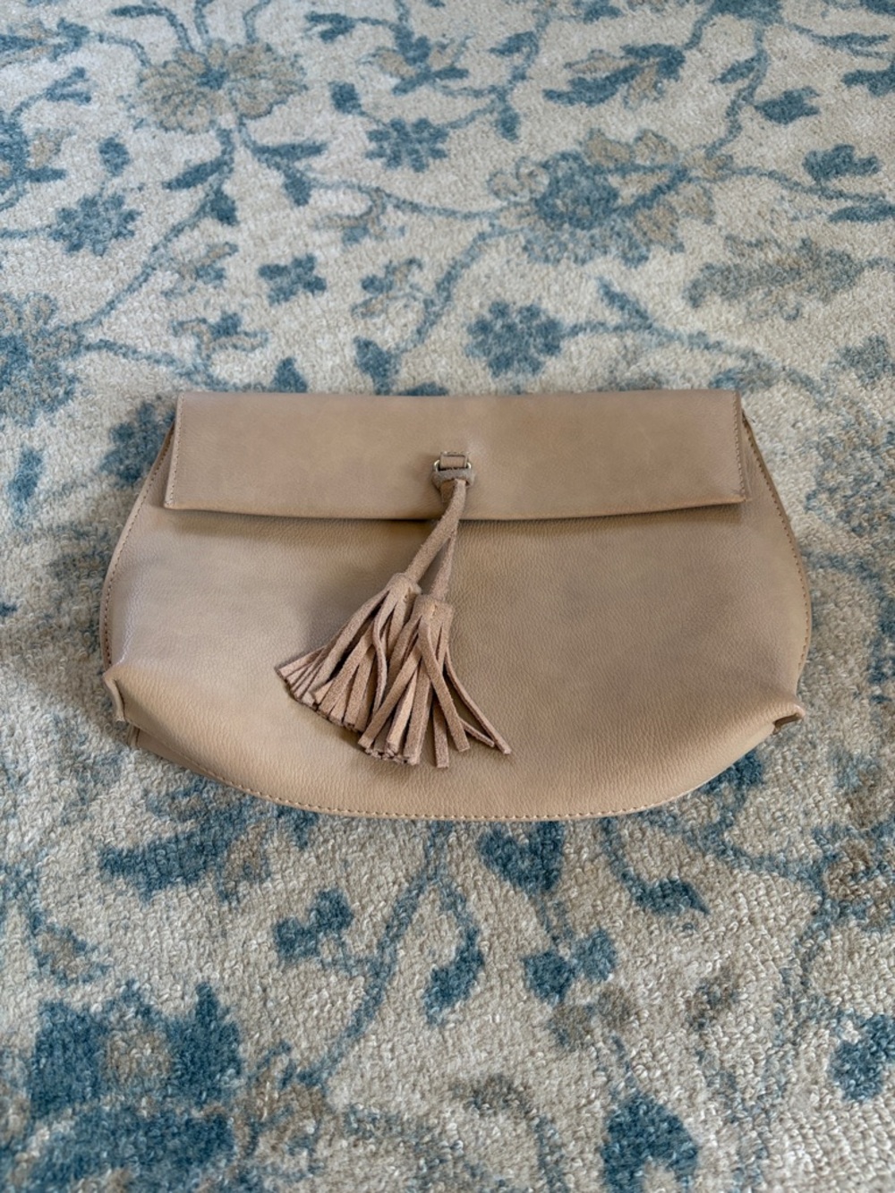 Street Level Taupe Tassel Flap Clutch
